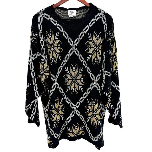 NutCracker Vintage 90s Super Sparkly Gold Silver Christmas Sweater Shirt Top - Picture 1 of 8